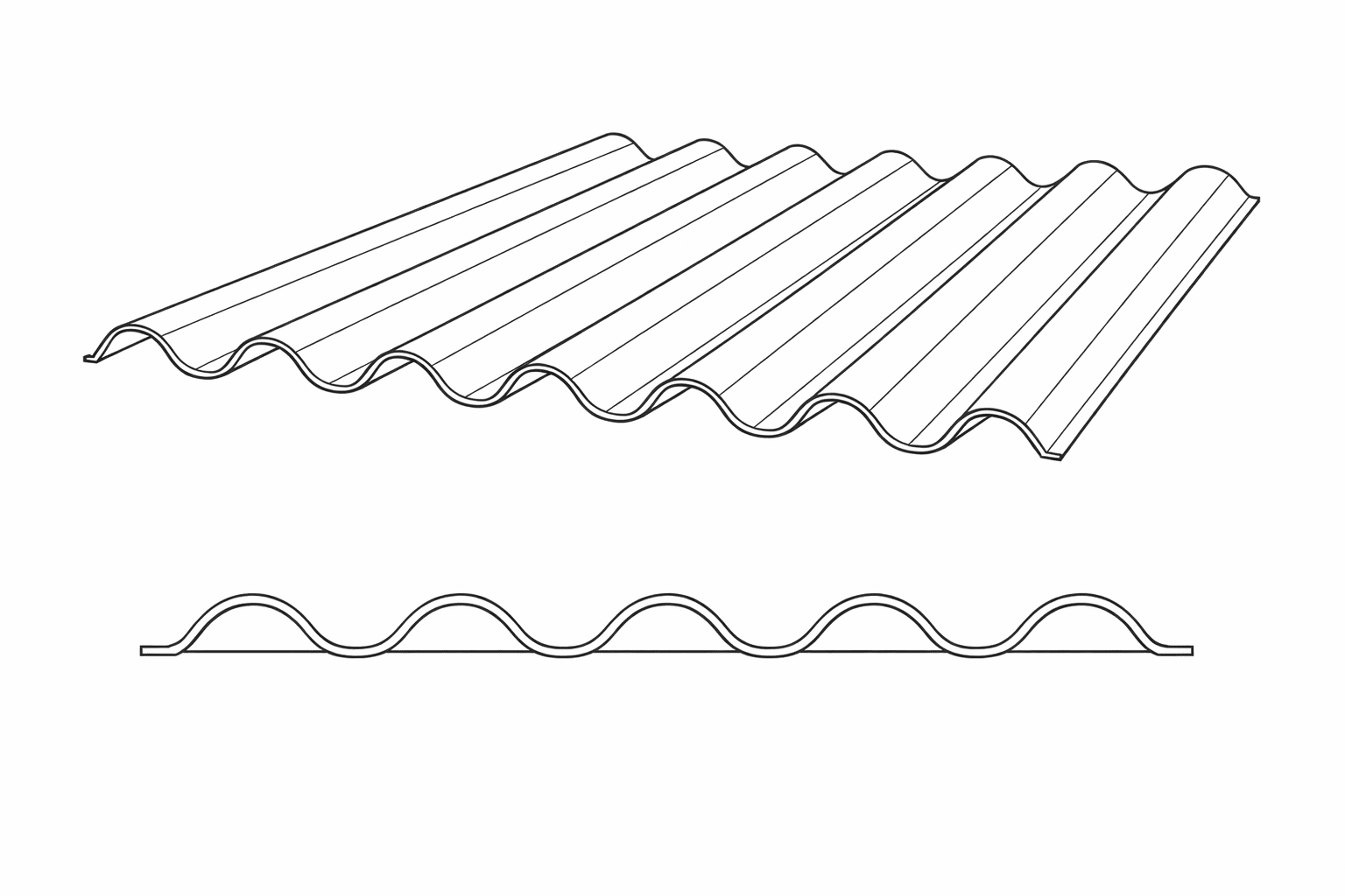 Poliweglan profilowany T14 falisty rysunek techniczny
