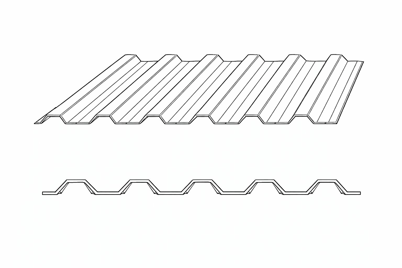 Poliweglan profilowany T14 trapezowy rysunek techniczny